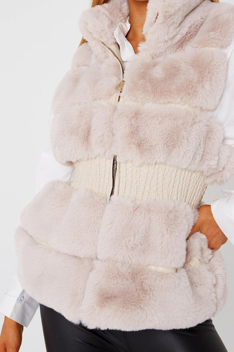 Beige Faux Fur Gilet - Rose – Entire Desire