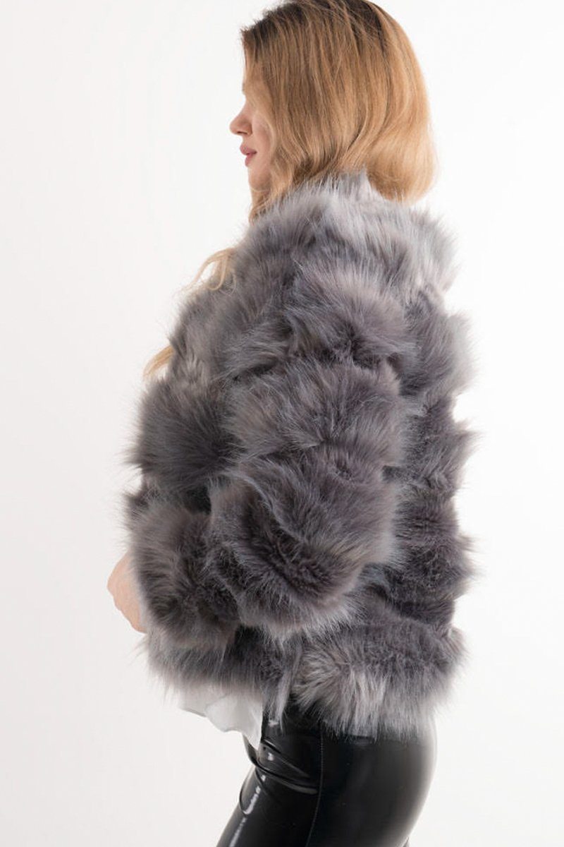 Gray faux fur jacket Zara
