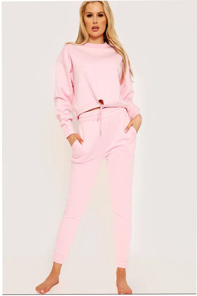 Pink Oversized Drawstring Sweatshirt & Jogger Co-ord