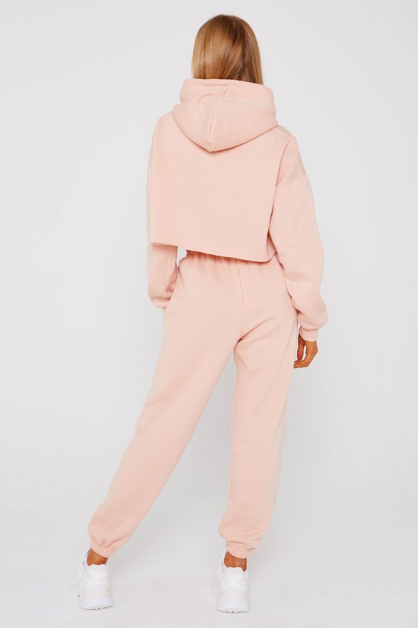Peach Crop Tracksuit Loungewear Set - Oiliva