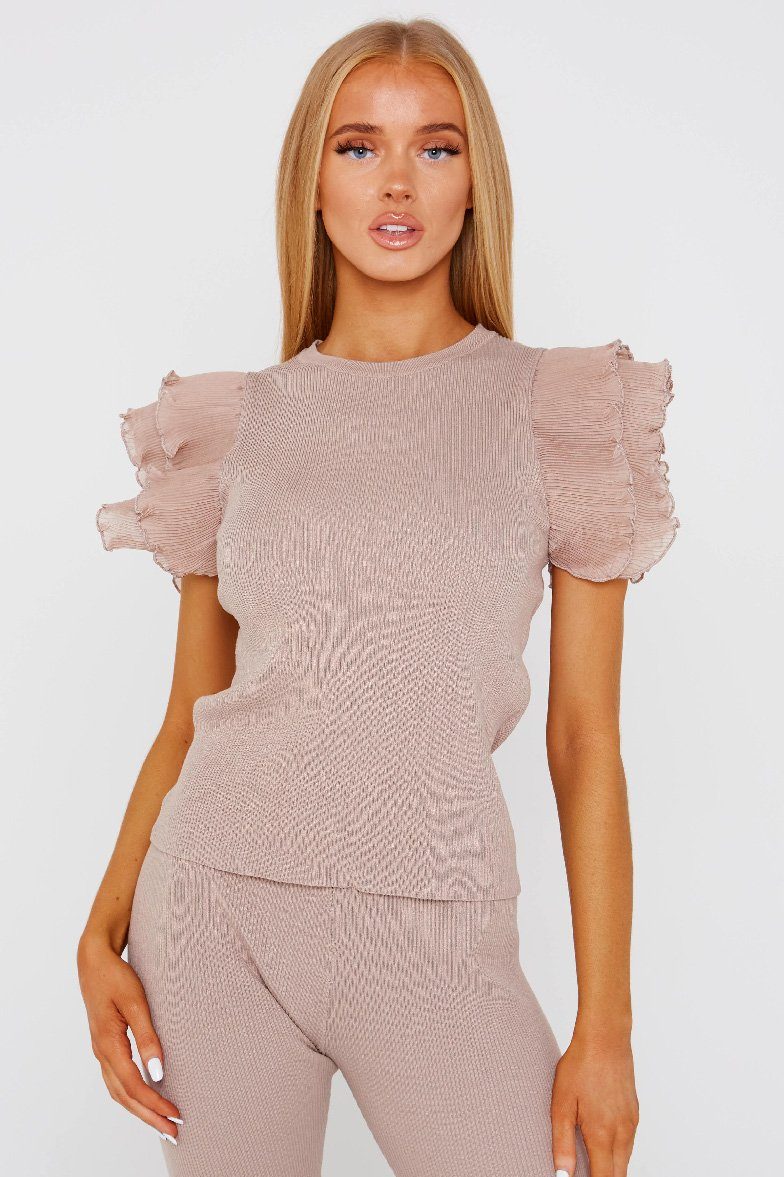 Pink Frill Sleeve Loungewear Set - Amy