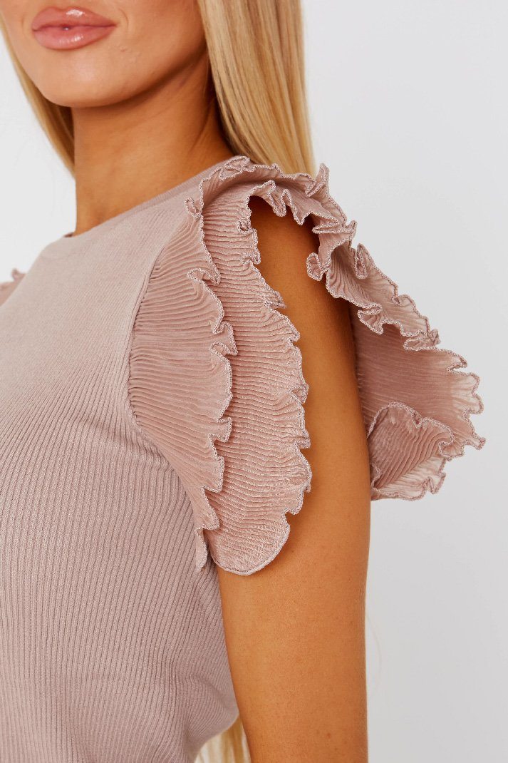 Pink Frill Sleeve Loungewear Set - Amy