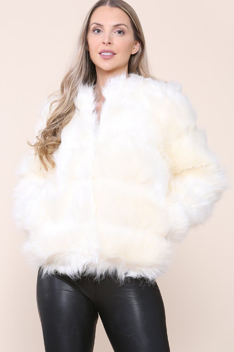 White Faux Fur Jacket Zara