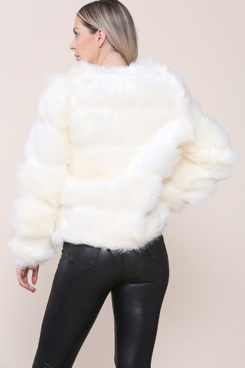 White Faux Fur Jacket Zara